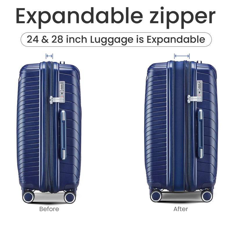 Luggage Sets 4 Piece(14/20/24/28), Expandable Suitcase with Double Spinner Wheels TSA Lock PP Material