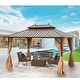 preview thumbnail 81 of 129, Outdoor Hardtop Gazebo Pergola w Galvanized Steel Roof and Aluminum Frame, Prime Curtains and nettings include 10' * 13' - Vertical