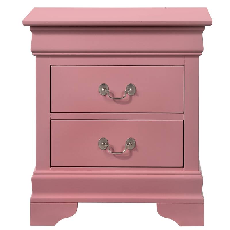 Wooden 2-Drawer Nightstand - 24" - Pink