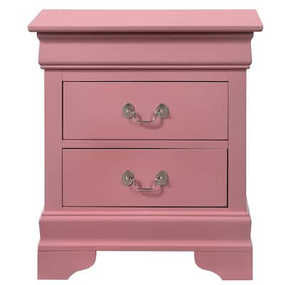 Wooden 2-Drawer Nightstand - 24" - Pink
