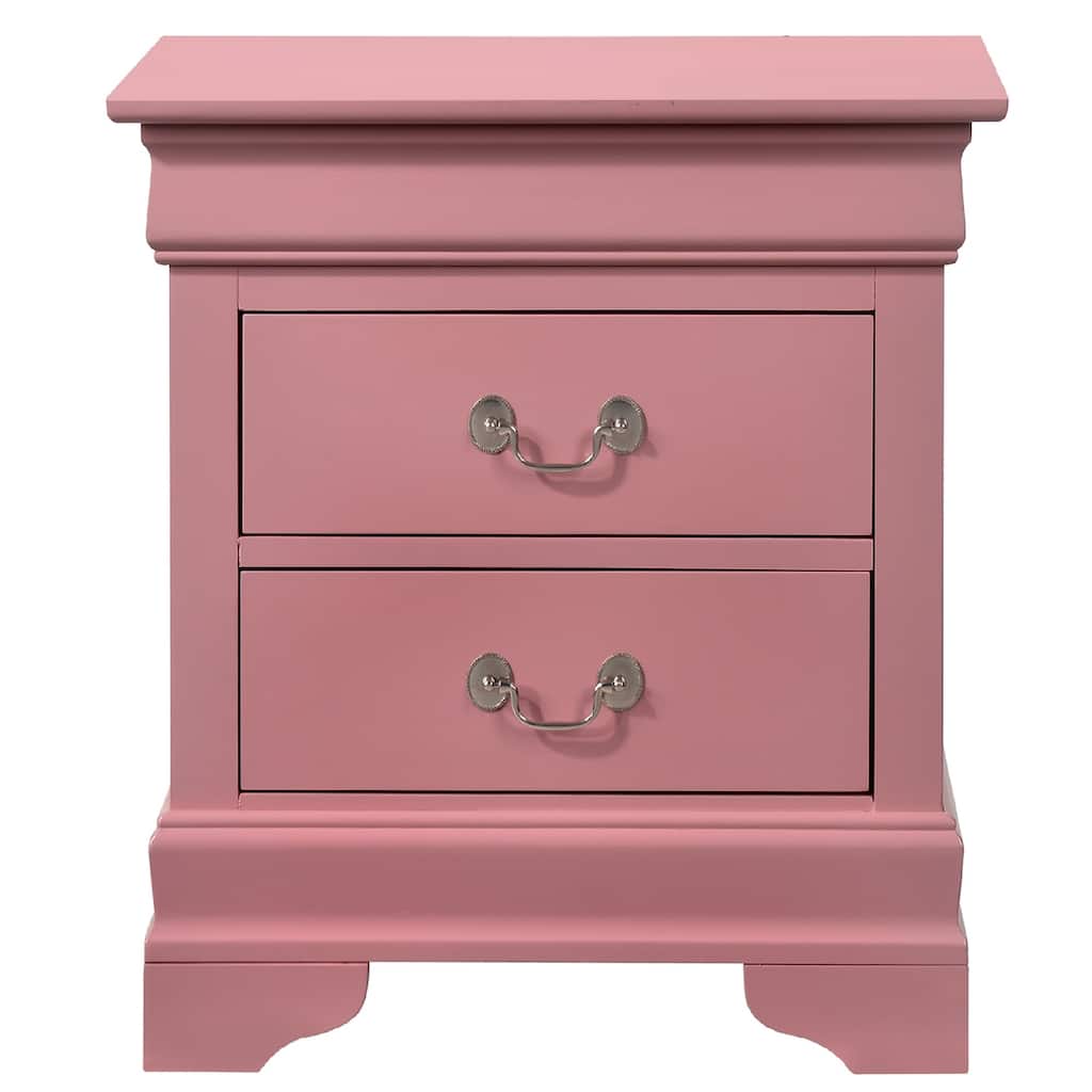 Wooden 2-Drawer Nightstand - 24" - Pink