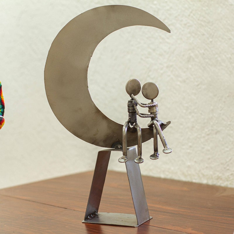 Novica Handmade Romance By Moonlight Recycled Auto Parts Sculpture