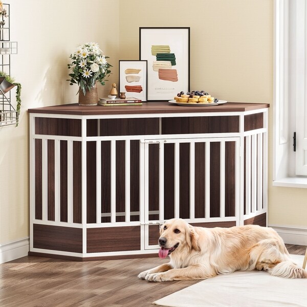 ファンシーアラモード カゴ Moasis 52 Inch Corner Dog Crate Furniture with Lockable Door,Heavy