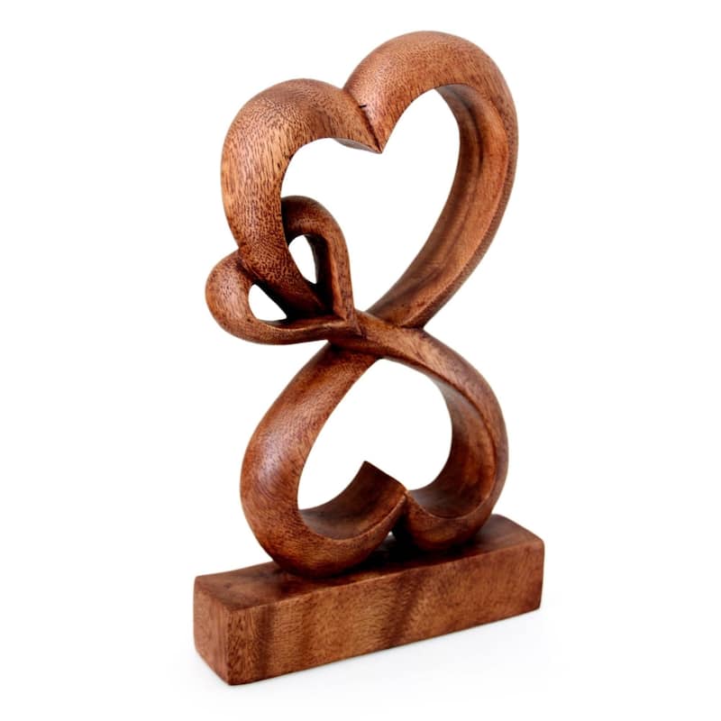Handmade Love Blossoms Wood Sculpture (Indonesia) - 9.75" H x 6" W x 1.5" D