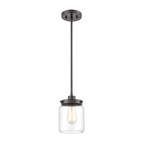 Mason 1-Light Mini Pendant in Oil Rubbed Bronze with Clear Glass