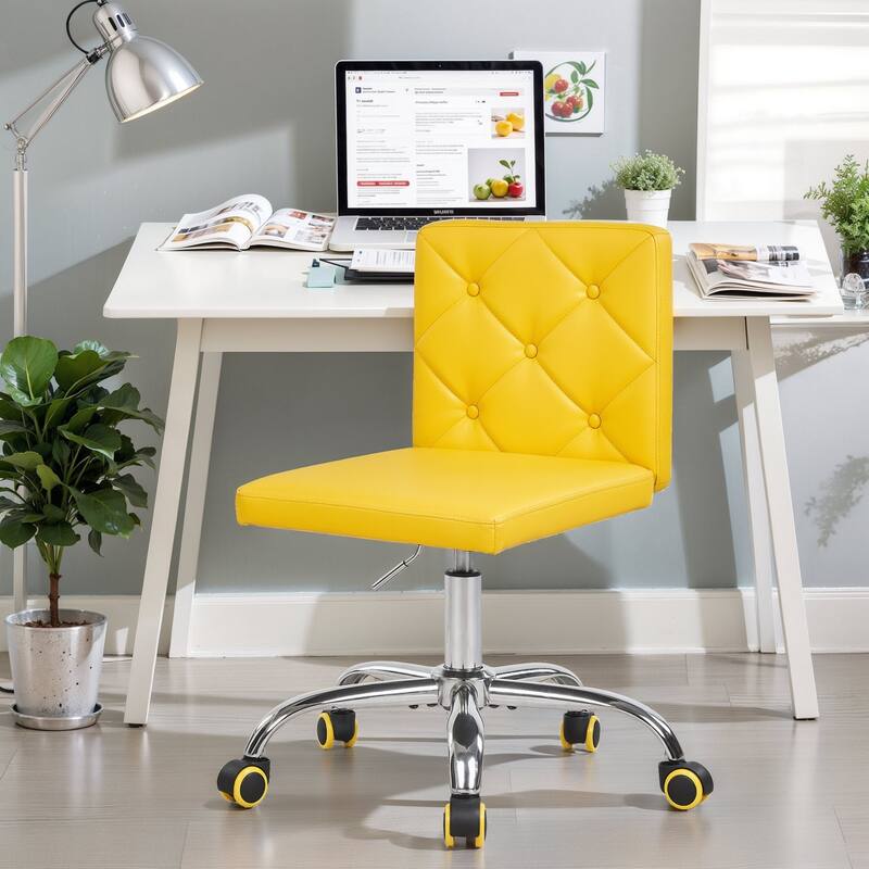 Javlergo Armless Office Desk Chair PU Leather Mid-Back Adjustable Height 360° Rolling Swivel 10 Colors Available Office Chair