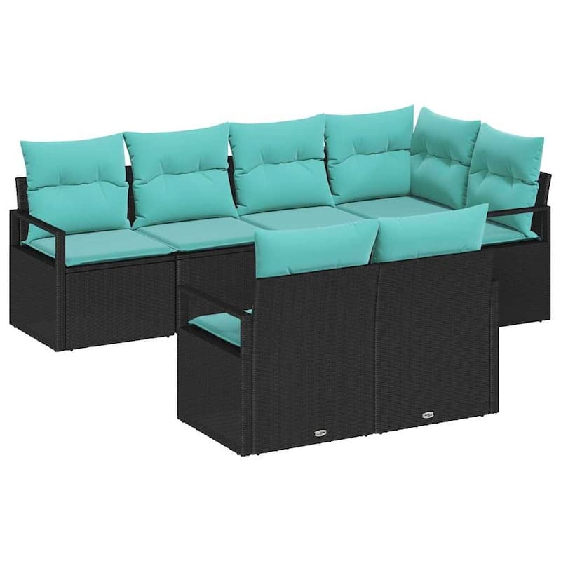 7-Piece Outdoor Sectional Sofa Set with Cushions - 91.3×48×27.2