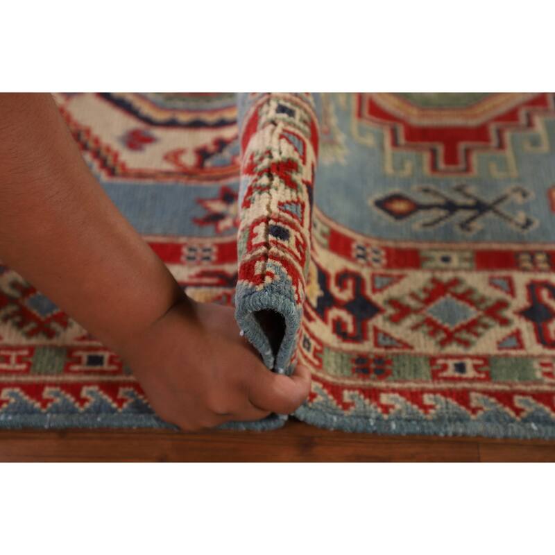 Light Blue Kazak Accent Rug Hand-Knotted Wool Carpet - 3'0"x 5'1"