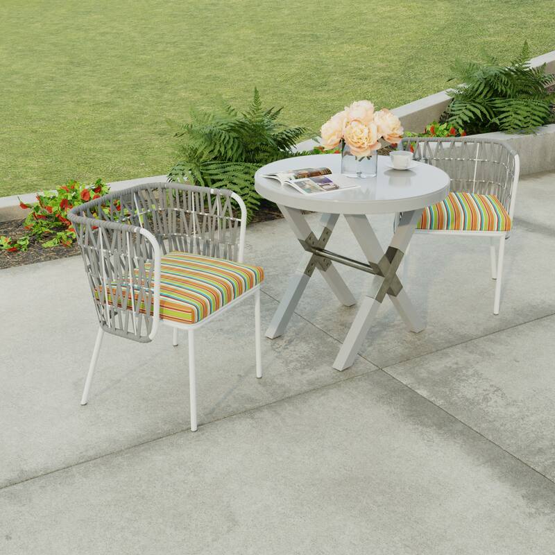 19" x 17" Outdoor Seat Cushion with Ties - Set of 2 - 19" W x 17" L x 2" H