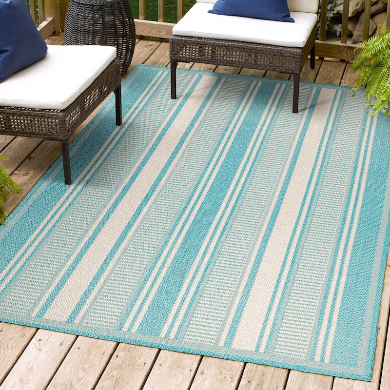 JONATHAN Y Negril Modern Double Stripe Indoor/Outdoor Area Rug