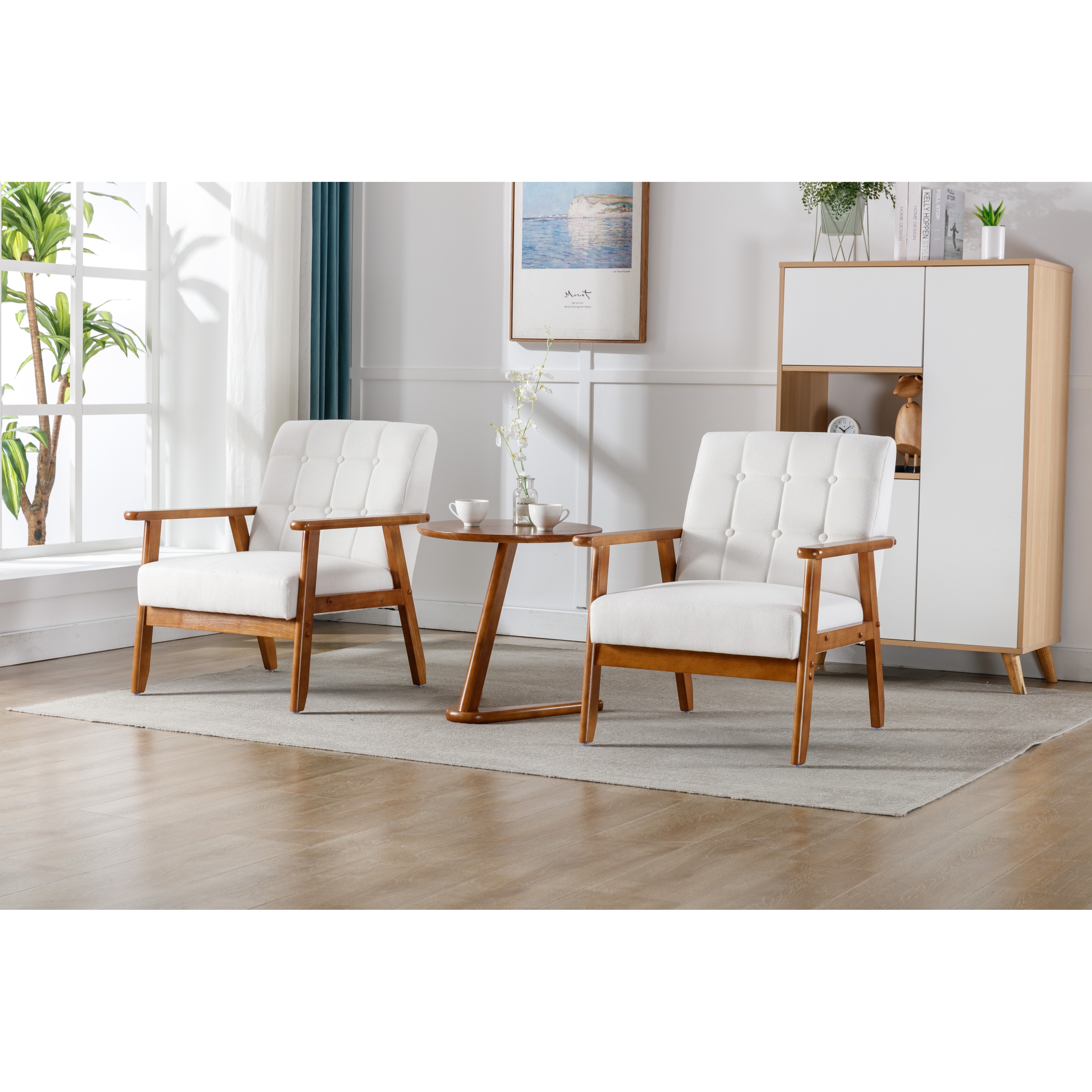 Accent chairs with wood arms and legs store