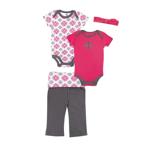 slide 1 of 1, Yoga Sprout Baby Girl Cotton Layette Giftset, Medallion, 0-3 Months - Medallion 0-3 Months - Medallion