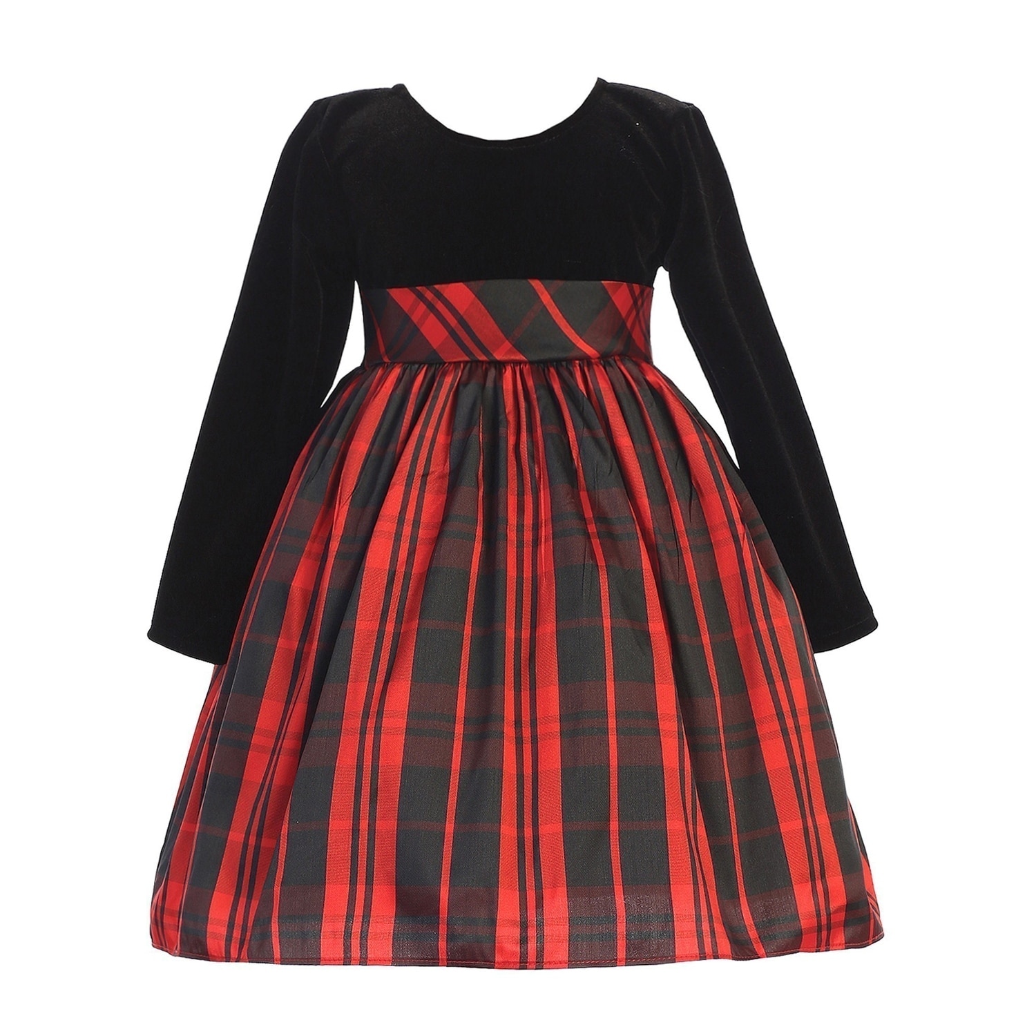girls black and red plaid dress