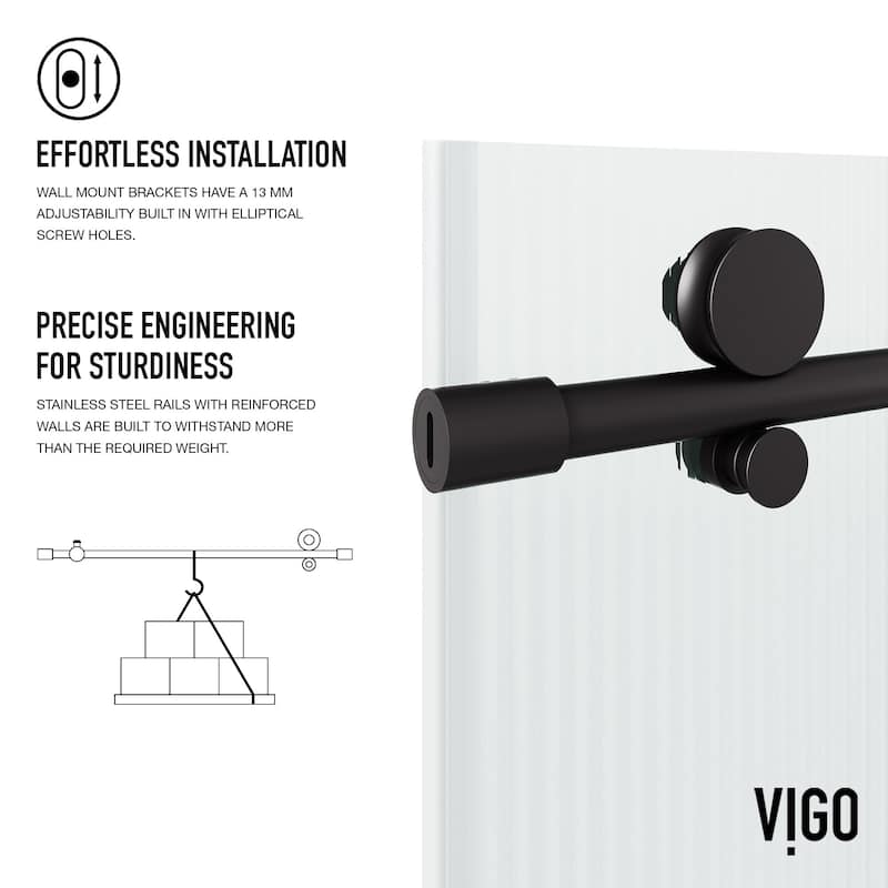 Vigo VG6021FL6066L Elan E-Class 66" High x 60" Wide Sliding Frameless
