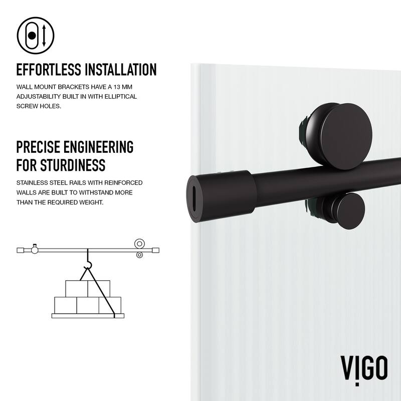 Vigo VG6021FL6066R Elan E-Class 66" High x 60" Wide Sliding Frameless