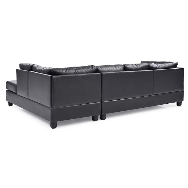 Malone L-shaped Reversible Faux Leather Sectional Sofa