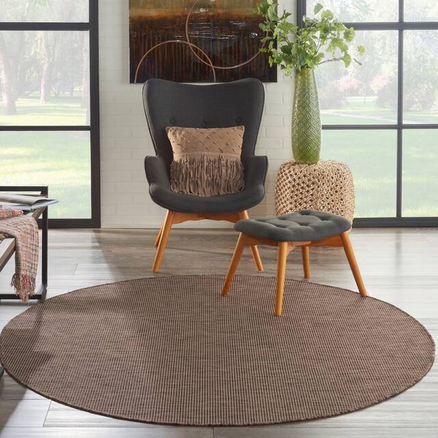 Nourison Positano Ombre Casual Modern Indoor/Outdoor Rug - 6' x Round - Natural