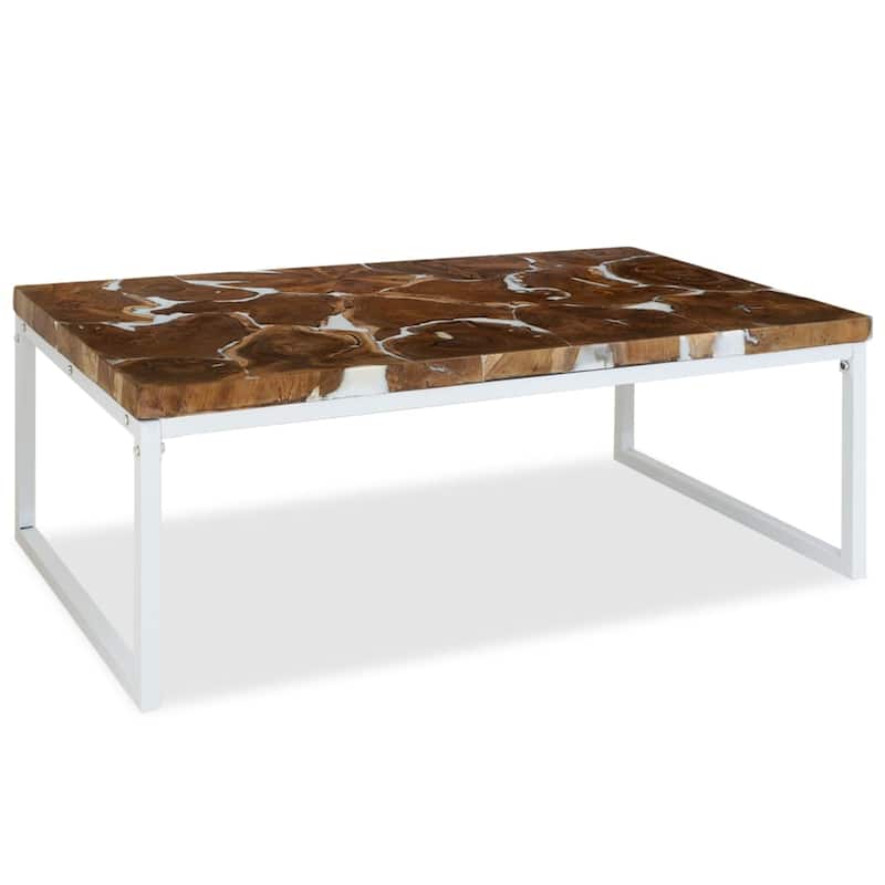 vidaXL Coffee Table End Table Side Table Living Room Furniture Teak Resin - 43.3" x 23.6" x 15.7" (L x W x H)