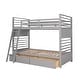 preview thumbnail 10 of 18, Elegant Twin over Twin Wood Bunk Bed with Built-in Ladder and 2 Drawers, Maximized Space, Solid Construction, Grey