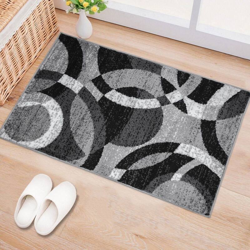 World Rug Gallery Geometric Circles Area Rug - 2' X 3' - Gray