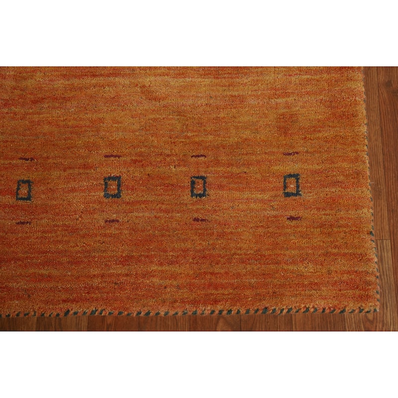Hand Knotted Oriental 100% Wool Carpet Tribal Animal Pictorial Oranges & Rust Gabbeh Area Rug - 7' 8'' X 4' 10''