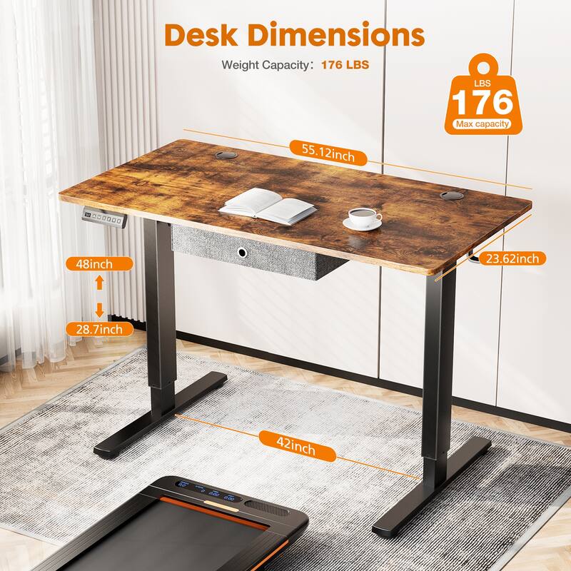 Electric Standing Desk with Drawer Adjustable Desk Ergonomic Rising