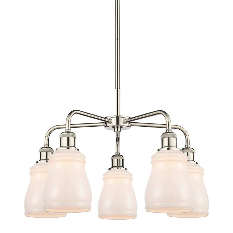 Innovations Lighting 516-5CR-15-23 Ellery Chandelier Ellery 5 Light - Polished Nickel / White