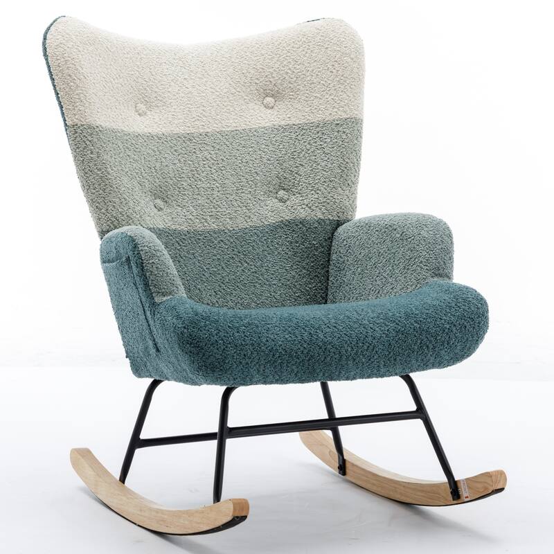 Fleece Fabric Rocking Chair with Pocket
