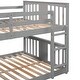 preview thumbnail 9 of 7, Full Over Full Bunk Bed w/Ladder, Solid Wood Bunk Platform Bedframe with Full Length Guardrail & Headboard, No Spring Box Needed