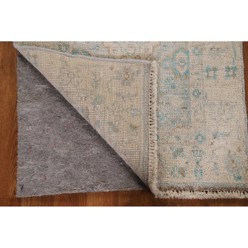 Hand Knotted Oriental 100% Wool Carpet Transitional Medallion Navy Blue & Blues Oushak Area Rug - 3' 0'' X 2' 0''