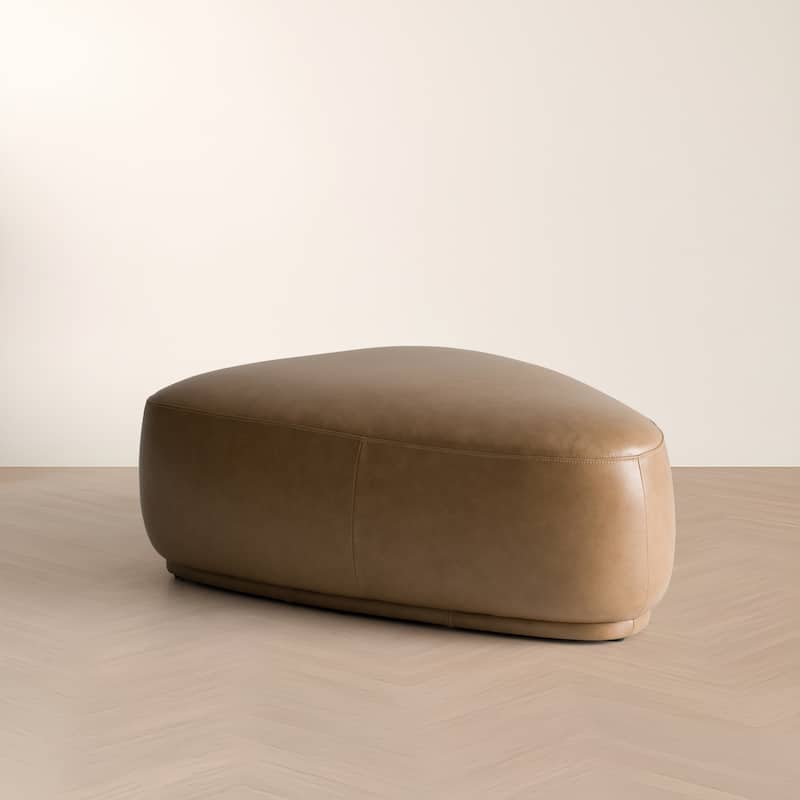 Divani Casa Kinsey Modern Tan Leather Large River Rock Ottoman