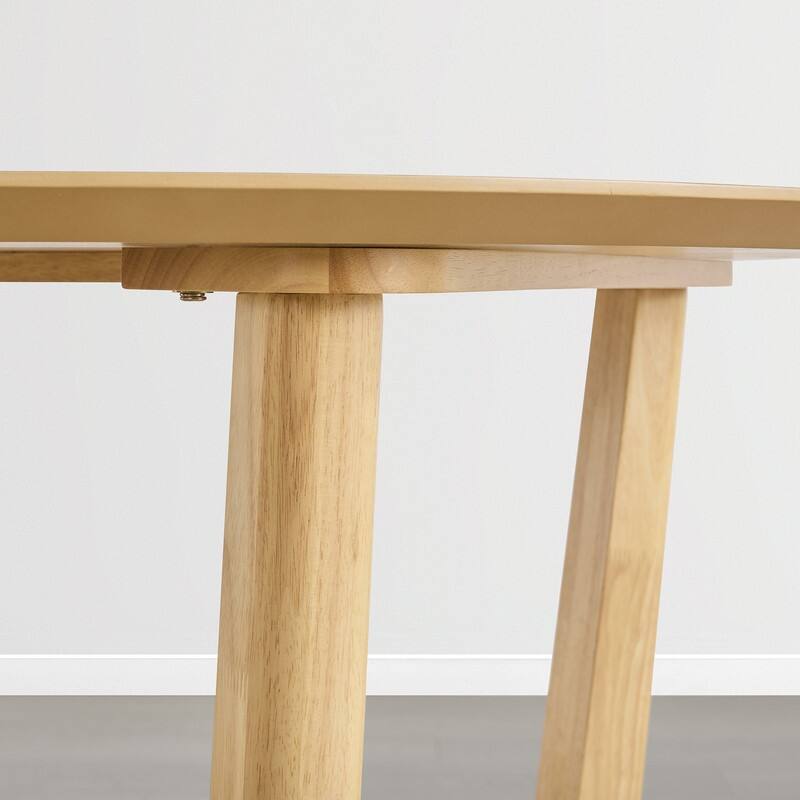 Spruce & Spring 47-Inch Modern Round Wood Dining Table with Cross-Leg Base