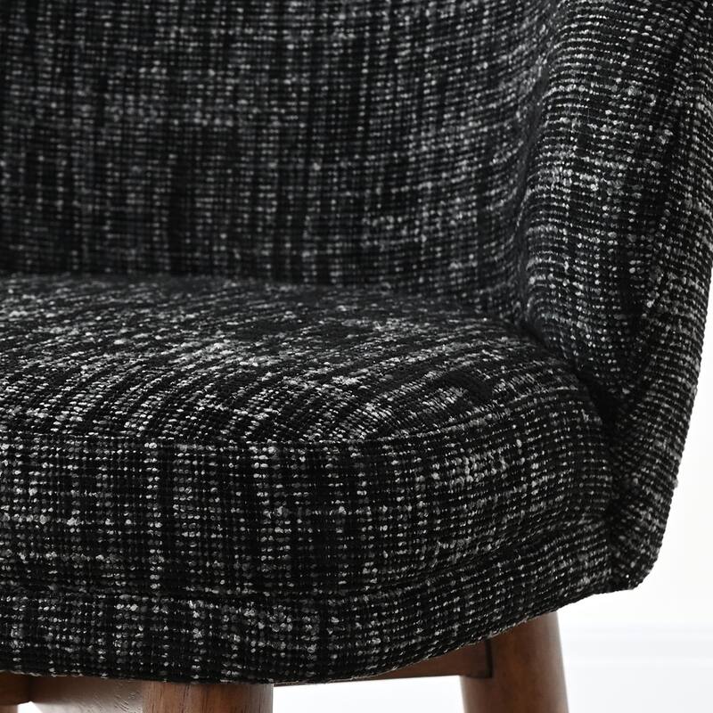 Upholstered Barrel Dining Chair With Walnut Legs (Set of 2)