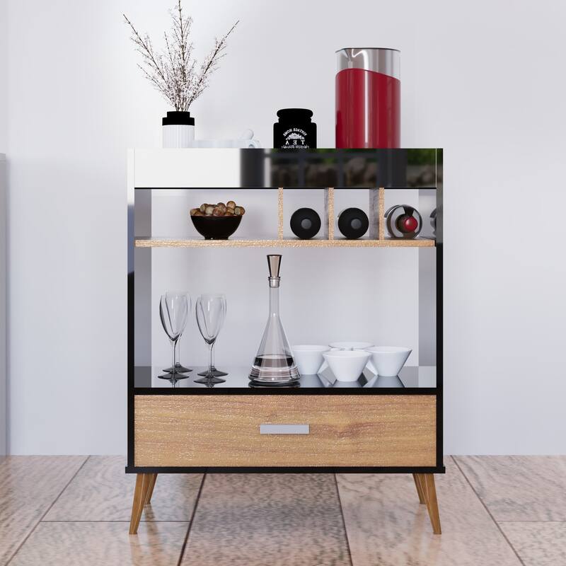 Boahaus Modern Bar Cabinet Wine Storage & Glassware Shelf
