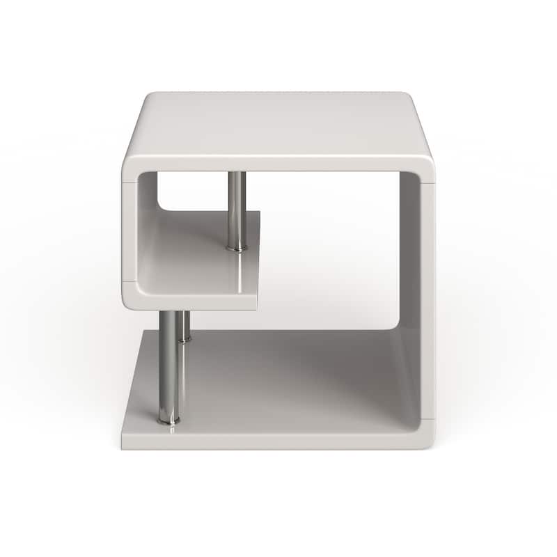 Inomata Modern White 24-inch Wood 1-Shelf High Gloss Side Table by Furniture of America