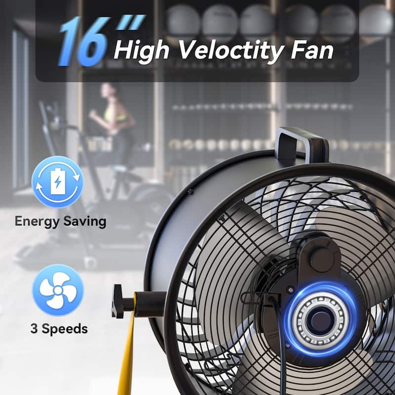 16" Industrial 3-Speed Adjustable High Velocity Turbo Drum Fan, Portable Air Circulator