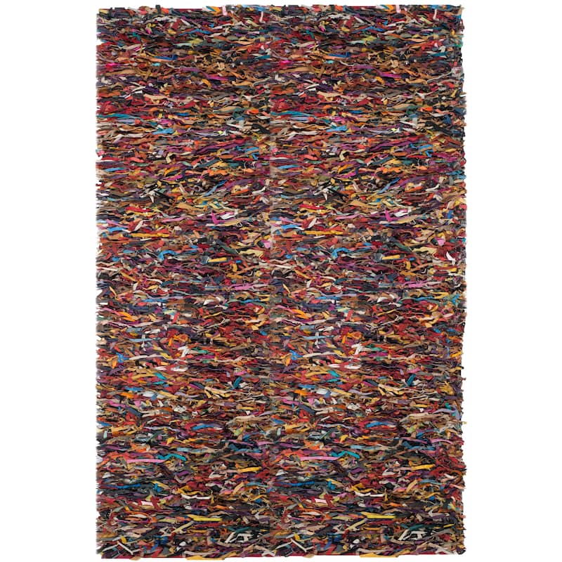 SAFAVIEH Handmade Leather Shag Carlijn Modern Leather Rug
