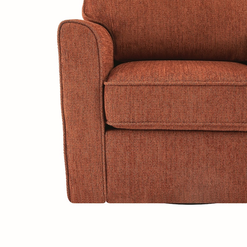 Chenille Swivel Barrel Armchair With Side Pockets