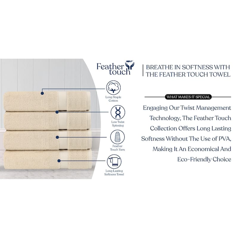 Delara Organic Cotton Luxuriously Plush Bath Sheet Pack of 4 |GOTS & OEKO-TEX Certified |650 GSM Long Staple | Quick Dry & Soft