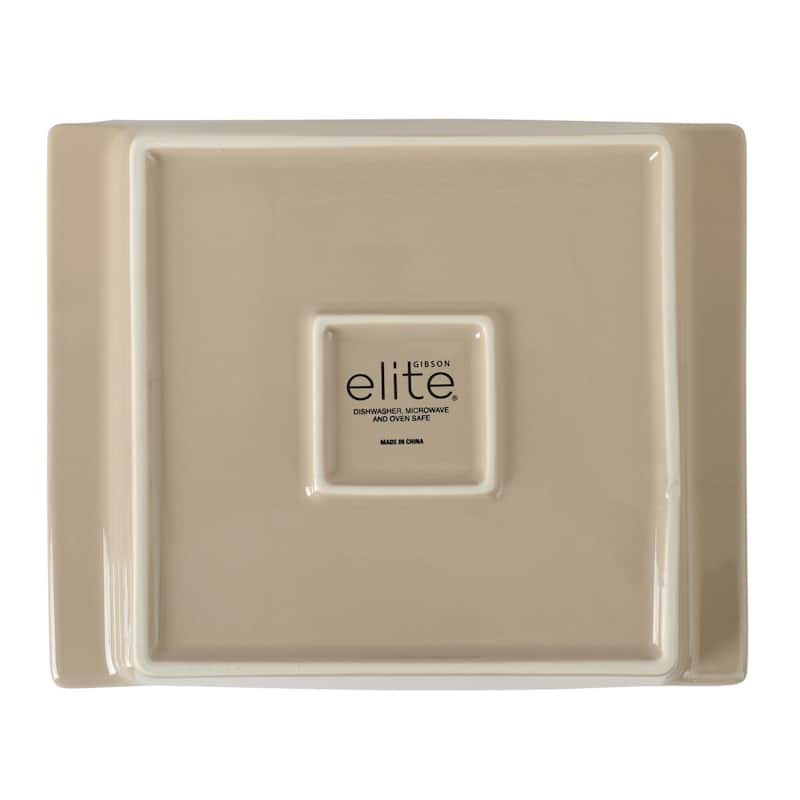 Gibson Elite 2 Quart or 2.75-Quart Stoneware Baking Dish with Acacia Wood Lid - Taupe Rectangular Oven Safe Baker