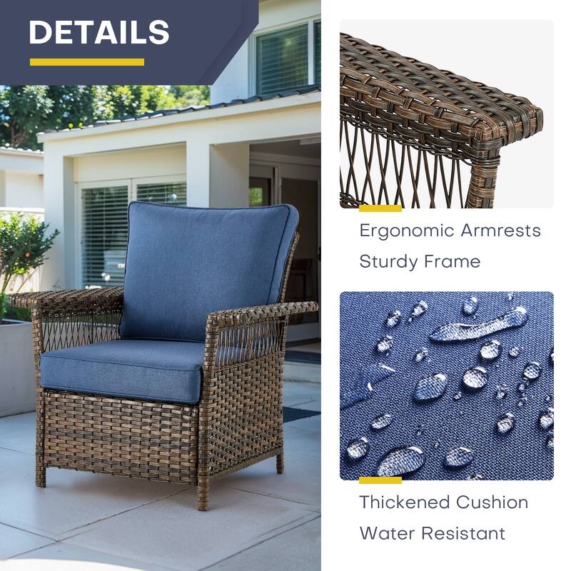 Gymojoy Outdoor Rattan Chairs with Armrest Chair Weather-resistance