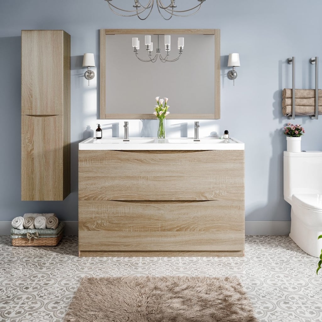 Eviva Smile 48" White Oak DS Bath Vanity with Integrated Acrylic Top