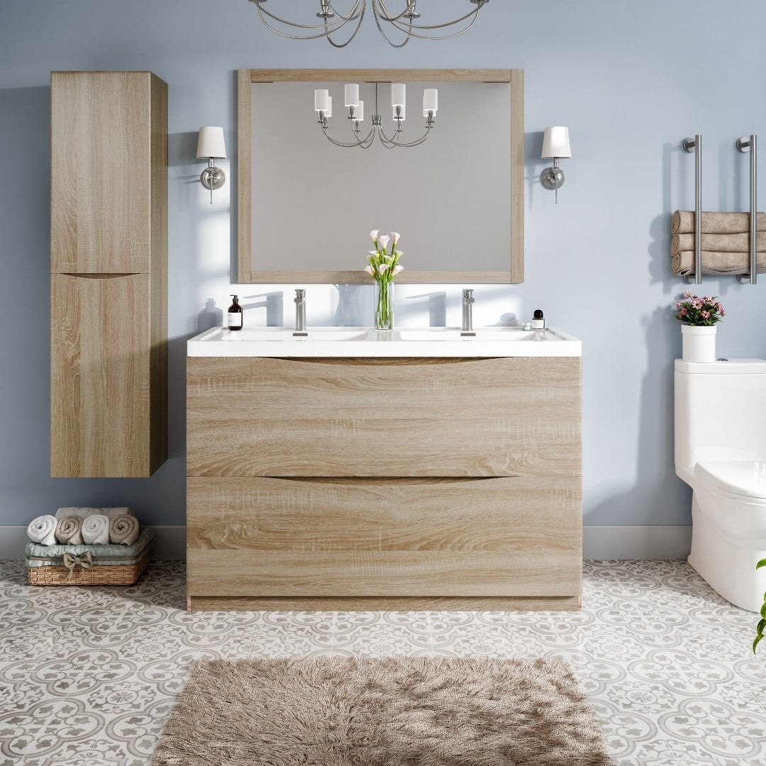 Eviva Smile 48" White Oak DS Bath Vanity with Integrated Acrylic Top
