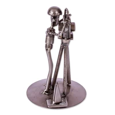 Novica Handmade Rustic Surveyor Recycled Auto Parts Sculpture