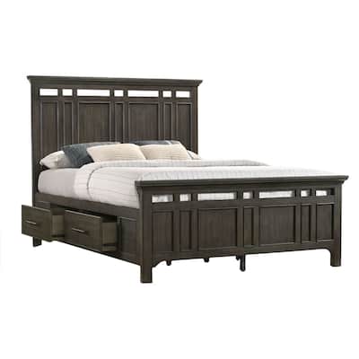 Hawthorne Complete Queen Storage Bed with 2 Drawers, Brushed Charcoal