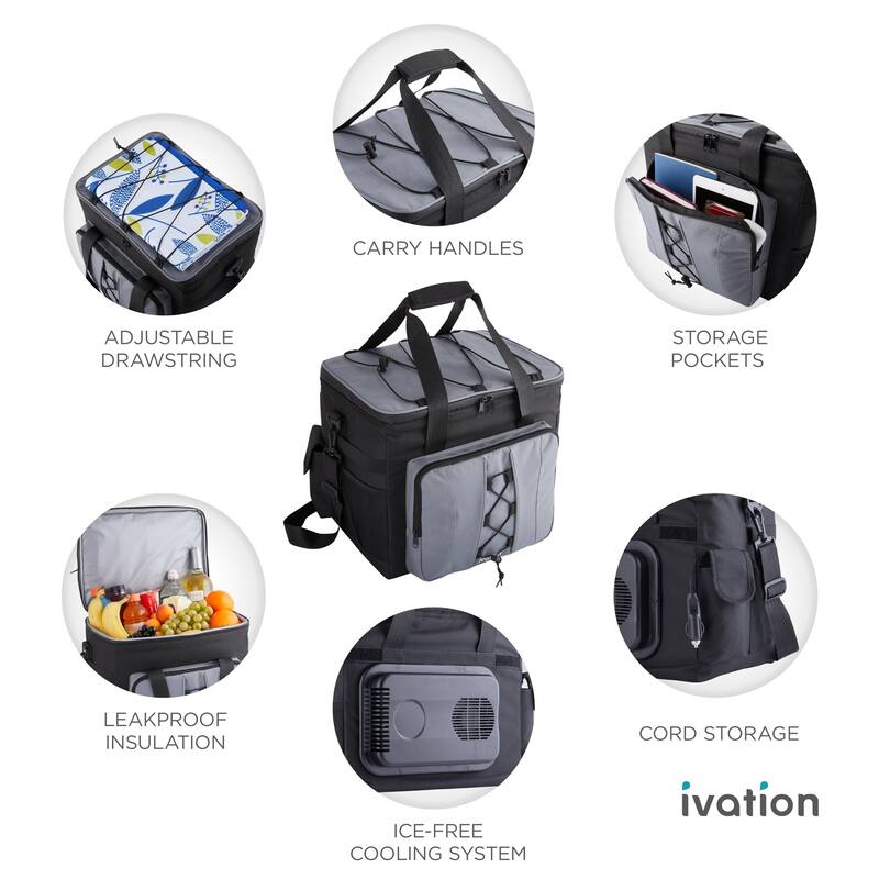Ivation 18L Portable Thermoelectric Cooler Bag with 12V Power, Shoulder Strap