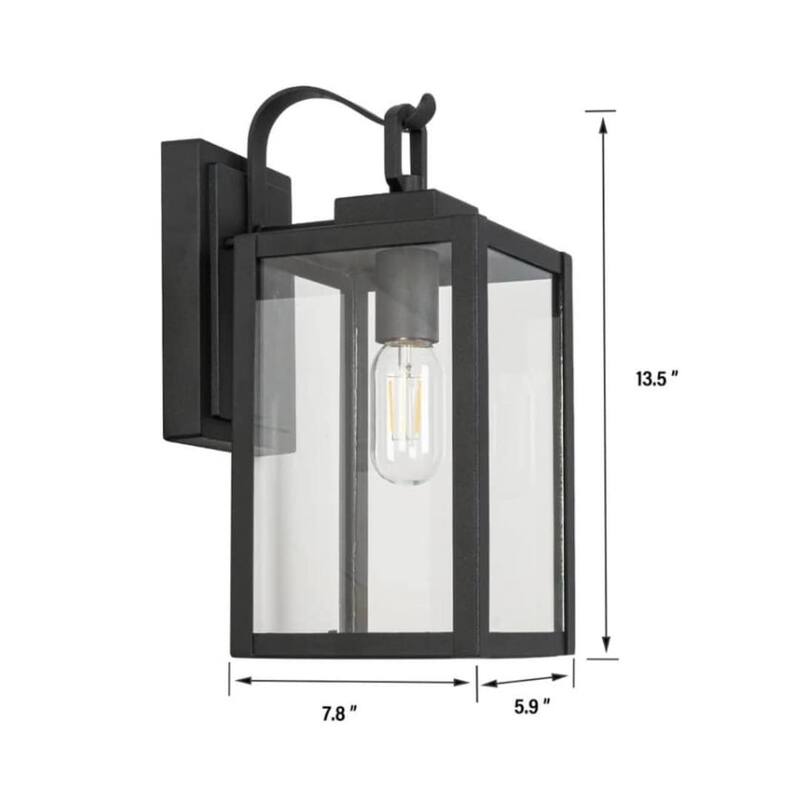 13.5'' Black Clear Glass Sconce Outdoor Integrated LED Wall Light