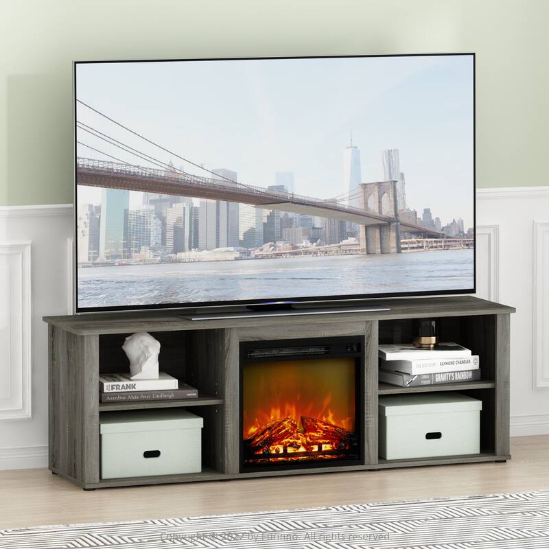 Furinno Classic 70 Inch TV Stand with Fireplace