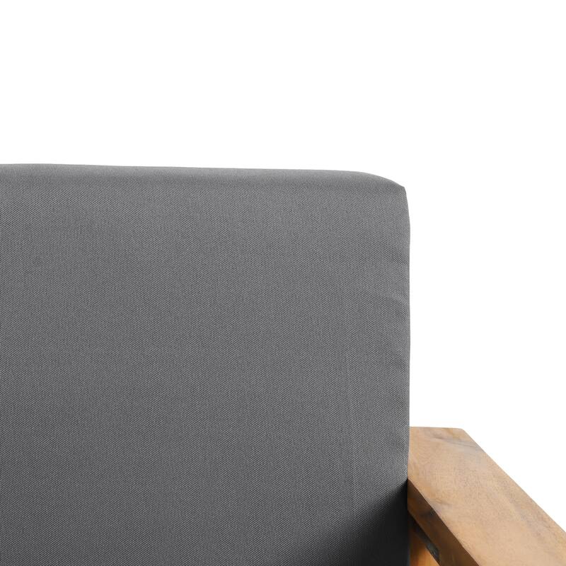 Roomfitters Mid-Century Acacia Wood Outdoor Lounge Chair with Cushions, Weather-Resistant, Grey