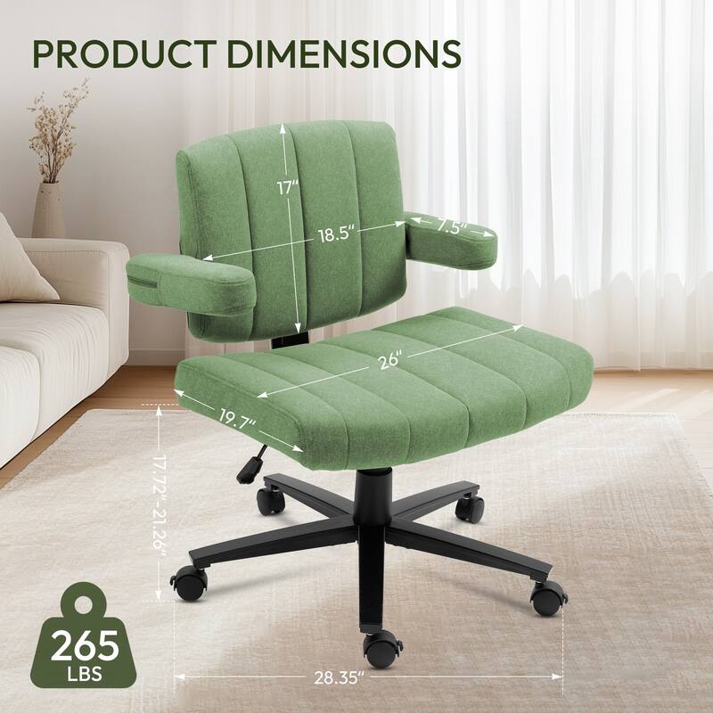 Fabric Criss Cross Swivel Office Chair, Computer Chair with Adjustable Height and Wide Seat, for Study Work Gaming, Green
